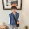 迪鲁奥(DILUAO)男童牛仔外套2021秋季新款洋气中小童时尚马甲男宝宝牛仔衣潮 蓝色