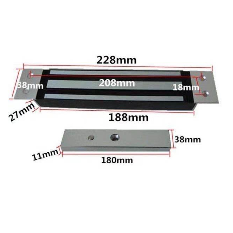 暗装磁力锁 单门280KG(228*38mm,孔距18*208,铜包铝感应线圈)