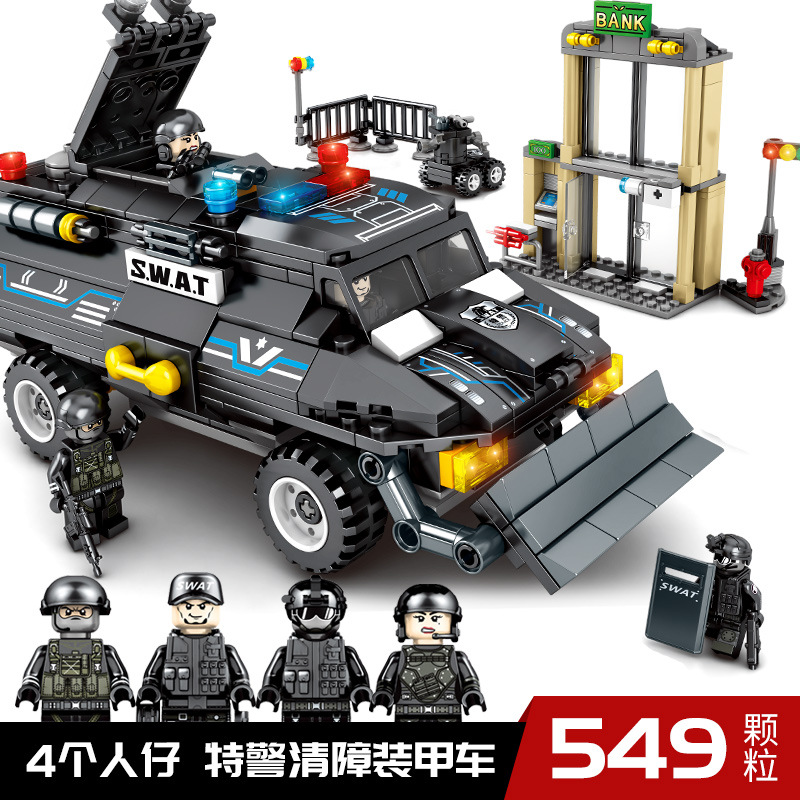 森宝102407清障装甲车黑鹰特战队军事创意拼装积木力玩具高清大图