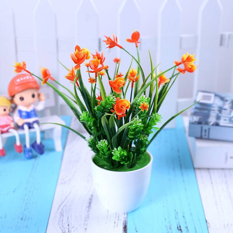 清新蝴蝶兰花绿植盆栽仿真花塑料花绢花套装假花装饰摆件盆栽 水草