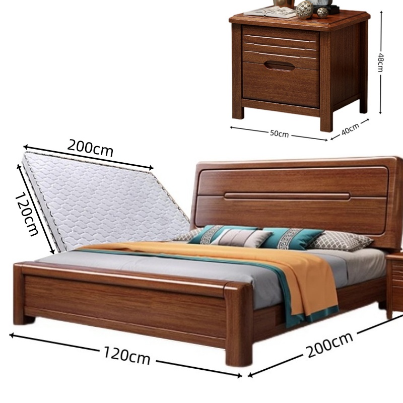 豫龙都 床+床头柜+床垫1.2m套