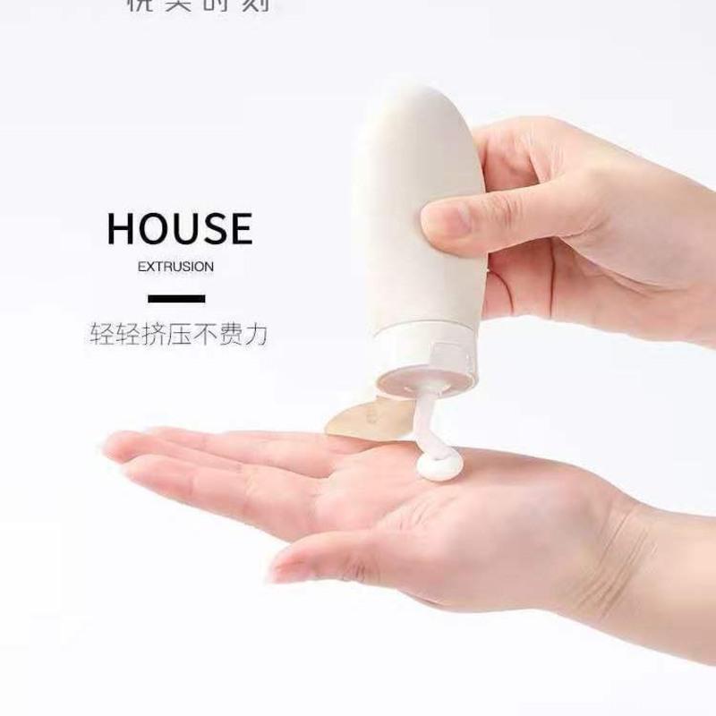 旅游出差便携挤压式洗发水沐浴露分装瓶乳液化妆品空瓶子旅行套装 60ml白色分装瓶2个(送标签)