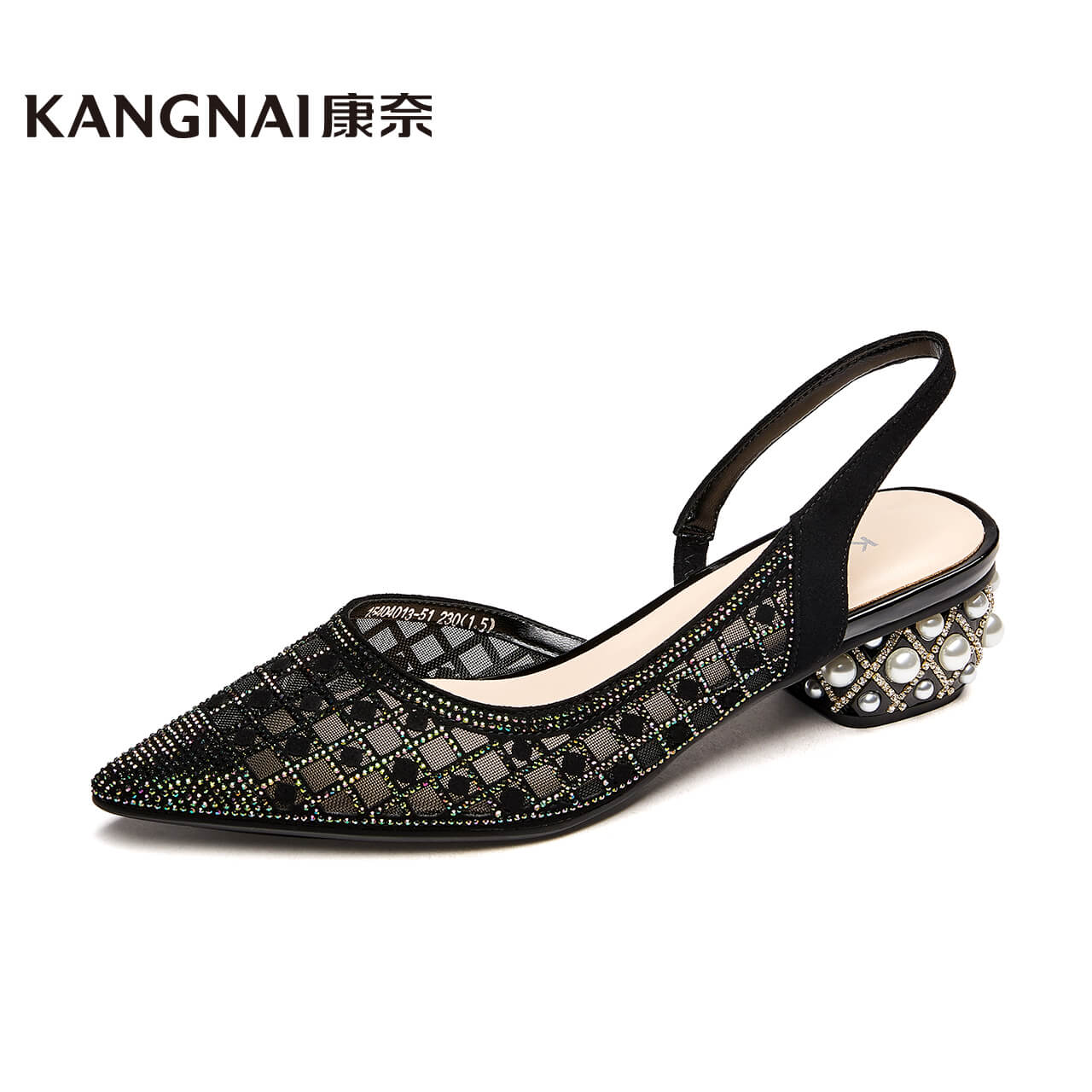 康奈女鞋2020夏季新款时尚都市休闲方根日常纯色露趾绕带绸缎套脚女