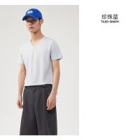 [49任选3件]美特斯邦威短袖T恤男士舒适纯色V领半袖打底衫韩版学生体恤男潮流