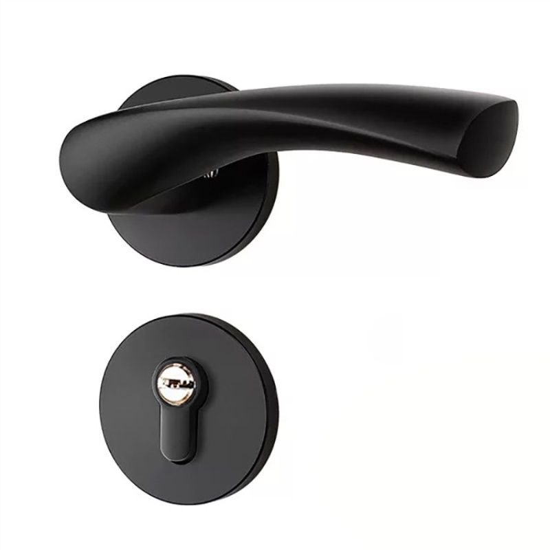 静音简约美式房锁室内家用卧室实木通用型分体锁套装锁 35-45MM通用型带钥匙 A款门锁+二片3.0厚合页+门吸