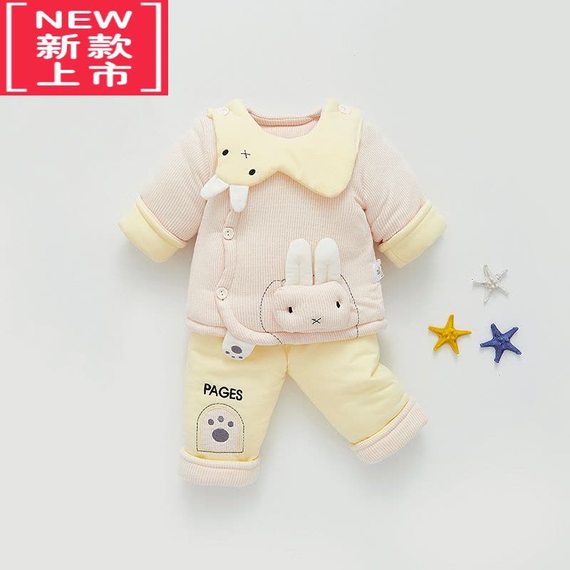 可莉允宝宝衣服夹棉加厚保暖棉衣棉袄棉服外出服新生儿分体套装婴儿冬装图片