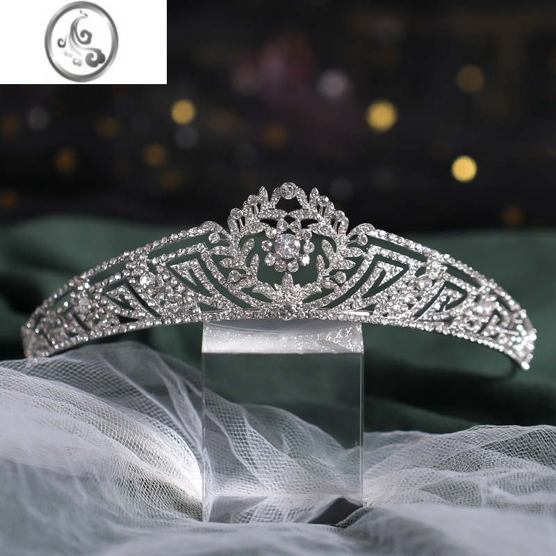 jimi新款欧美巴洛克皇冠新娘头饰简约合金水钻高级结婚婚纱公主王冠