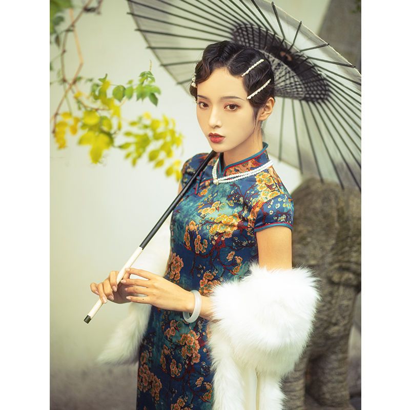 网红旗袍夏装新款2021老上海蚀骨年轻款少女复古中国风长款气质