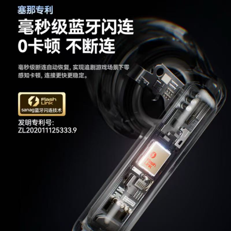 塞那无线蓝牙耳机主动降噪高清通话入耳式运动降噪耳机长续航立体声设计轻盈高清大图