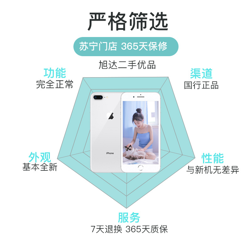 [二手9成新]苹果/Apple iPhone 8 Plus 银色 256GB 全网通4G 苹果手机 国行