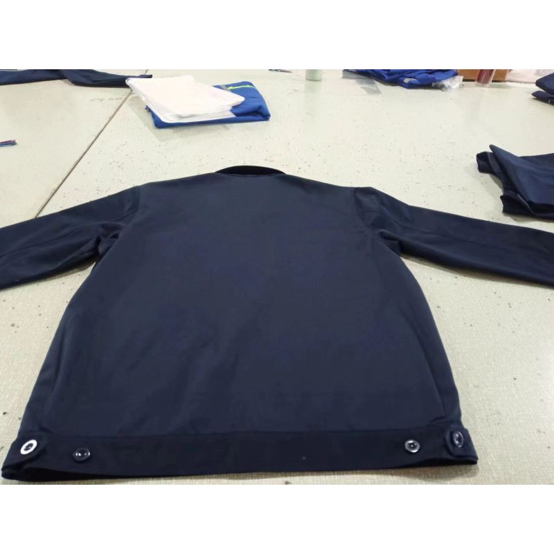 纯棉长袖工作服深蓝色防静电服套装拉链款 含上衣+裤子