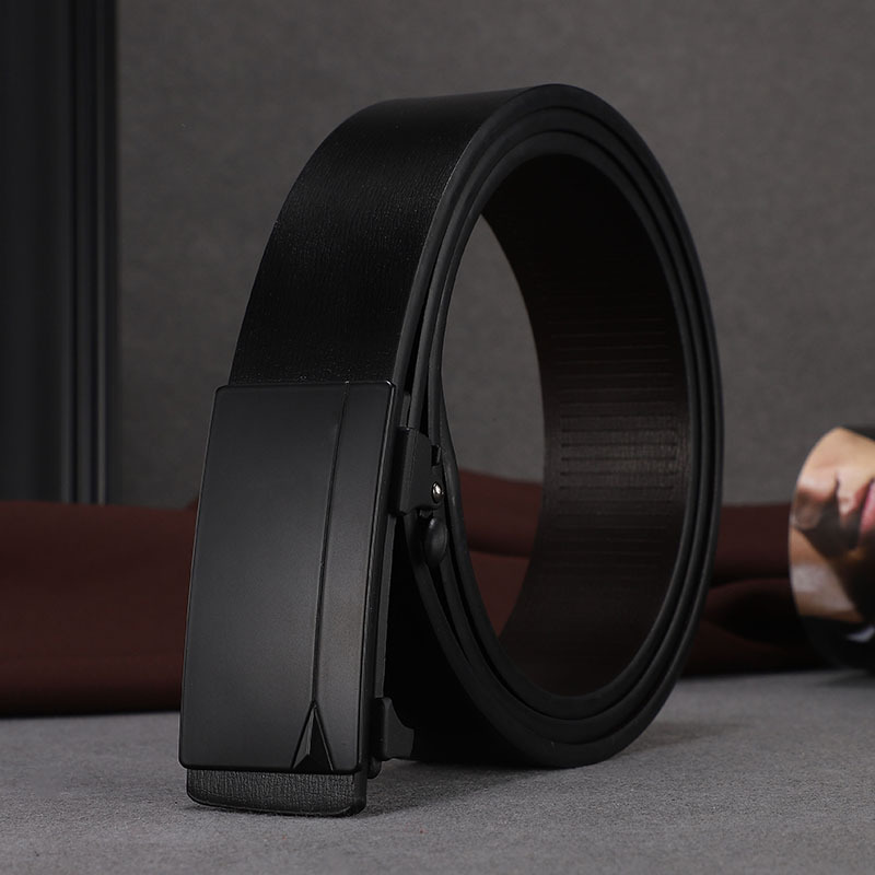 皮带男无牙自动扣真皮简约腰带男士中青年商务休闲新款牛皮带3759Z高清大图
