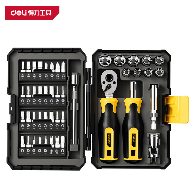 得力(deli)DL250046 棘轮手柄综合维修螺丝刀 46件套 黄色 1套