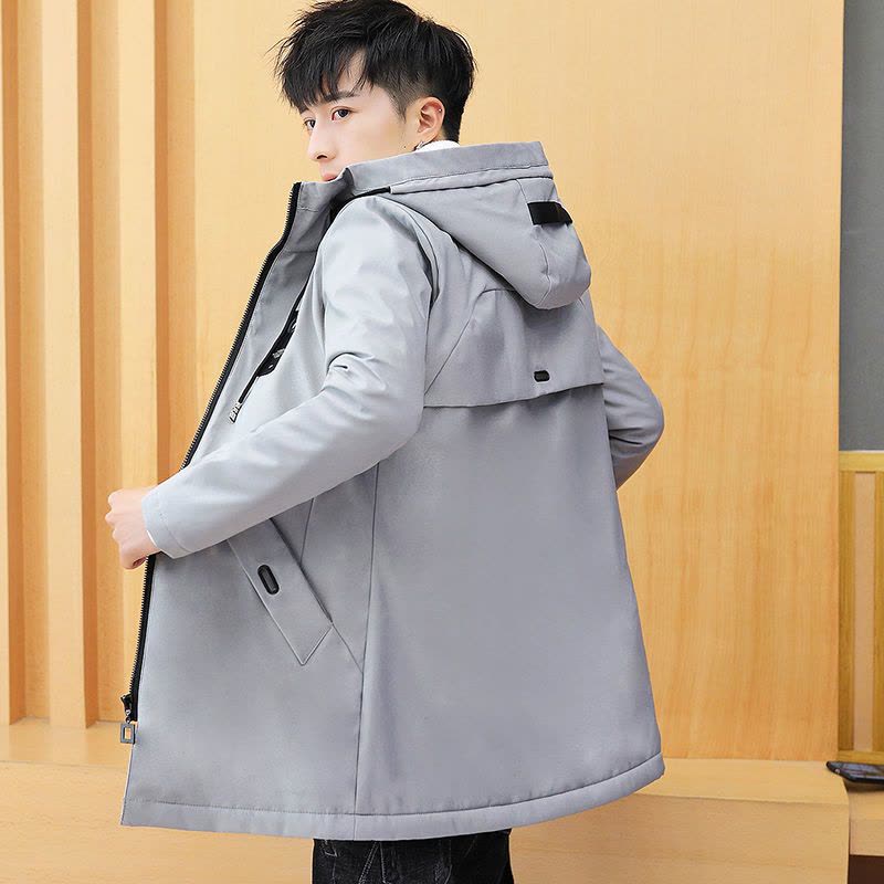 冬季棉衣男中长款连帽棉服加绒加厚保暖棉袄外套韩版厚薄外套男装莎丞图片