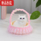 真智力会叫花边篮子仿真猫咪狗狗兔子毛绒玩具公仔玩偶动物模型儿童玩具 蓝色花边提篮+小白猫 会叫仿真食物