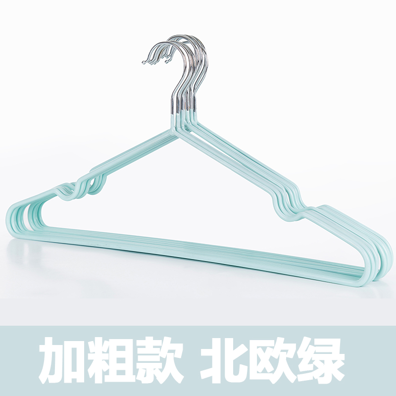 衣架家用晒不锈钢衣撑衣架子浸塑加粗防滑无痕衣服架成人挂钩衣挂衣架 三维工匠高清大图