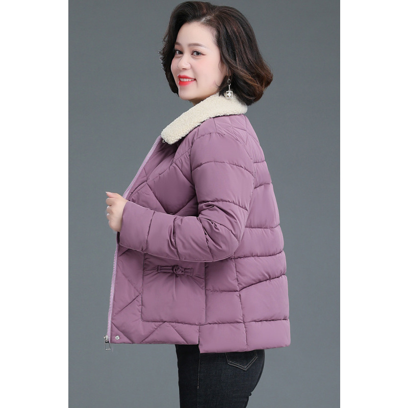 均妮妈妈冬装羽绒棉服短款50岁中年外套女女士棉袄中老年女装秋冬棉衣