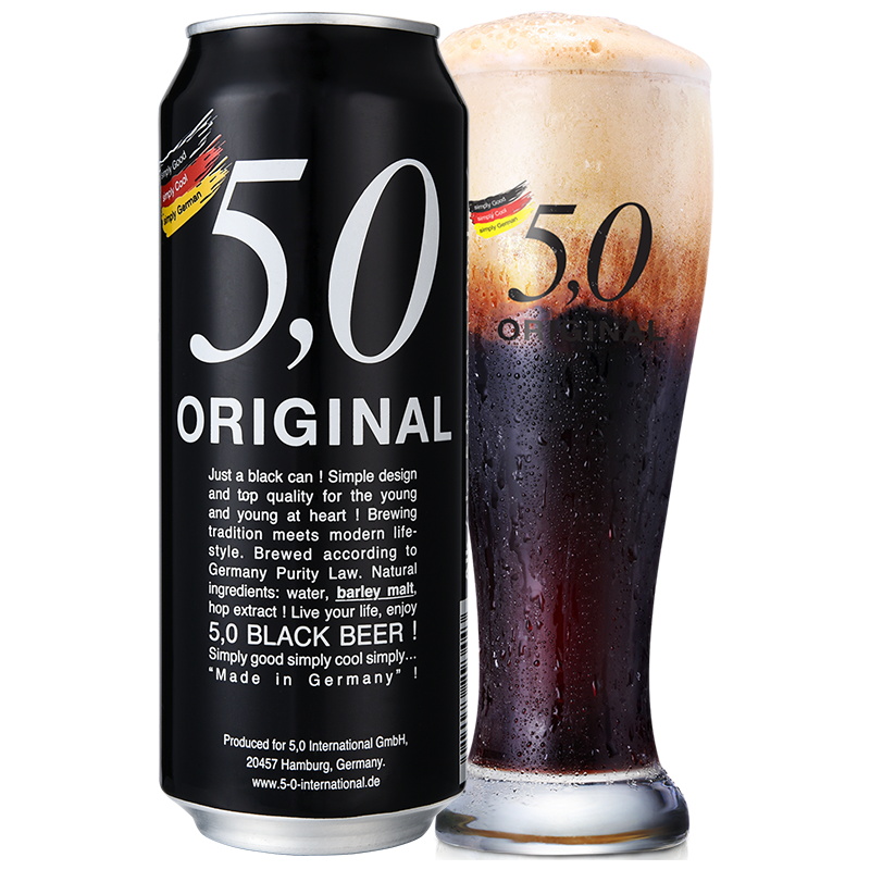 德国原装进口 5.0 ORIGINAL 黑啤酒 500ml*24整箱装