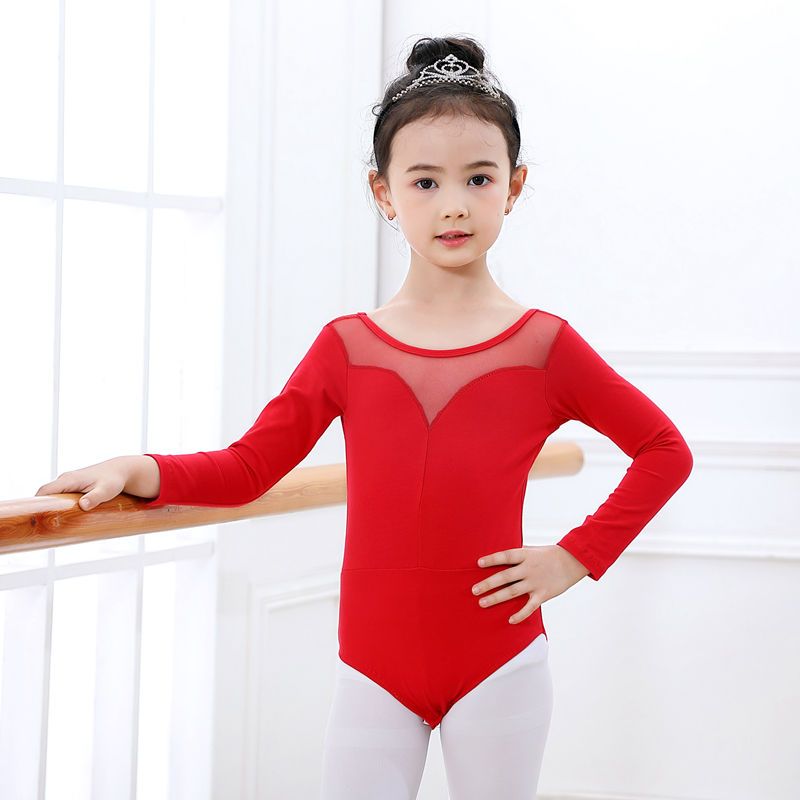 舞蹈服儿童女童练功服考级服中国舞服装体操服芭蕾舞裙棉长袖