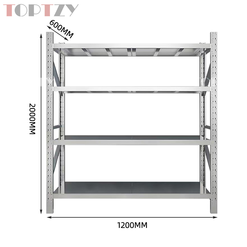 toptzyTZ4012926不锈钢货架304材质四层仓储货架 120*60*200cm/300kg主架高清大图