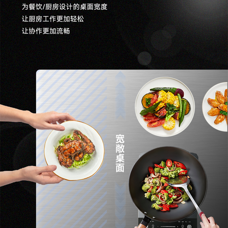 心一厨 双层平板货架 不锈钢货架层架厨房收纳架落地多层架子家用储物架 X1005[1.2米常规双层工作台]高清大图