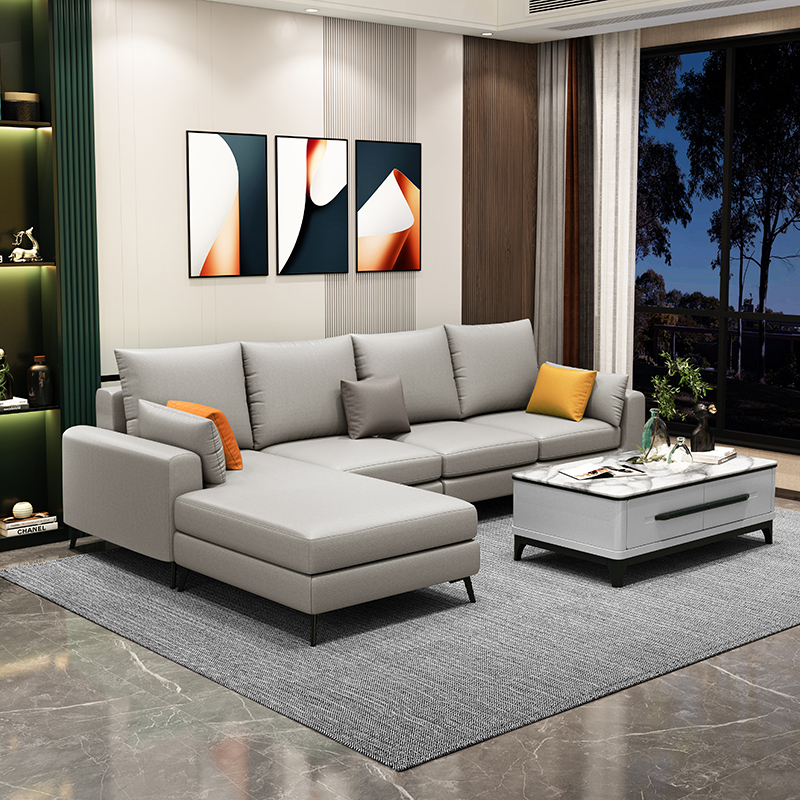 都市名门现代中式布艺沙发小户型客厅家具成人整装组合可拆洗转角贵妃