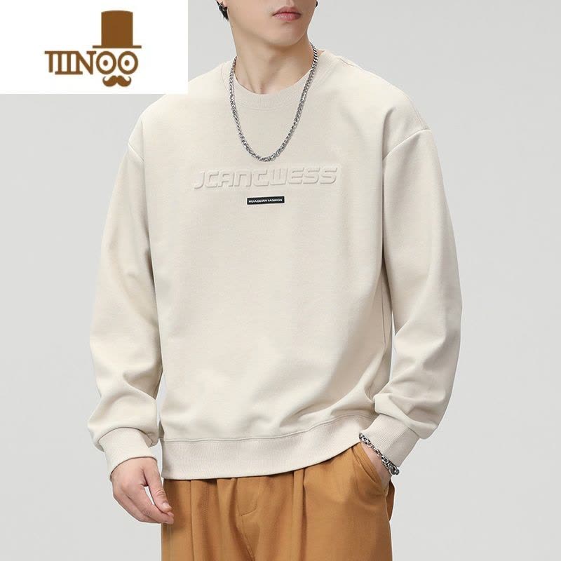 YANXU卫衣潮牌男夏款感圆领长袖T恤美式潮流痞帅上衣服男款图片