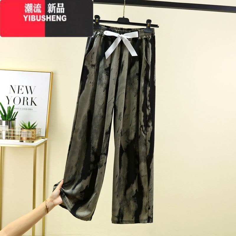 YIBUSHENG2024新款百搭山本裤女季薄款高腰阔腿裤时尚墨染休闲裤宽松长裤图片