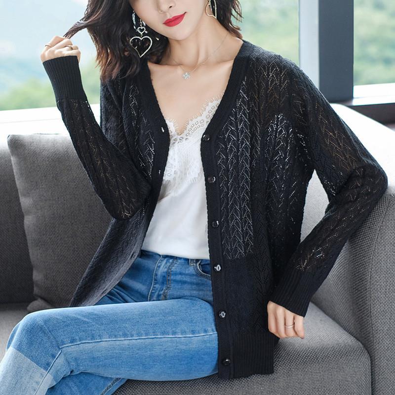 羊毛针织开衫女薄款外搭特大码200斤胖mm秋季宽松针织衫毛衣外套