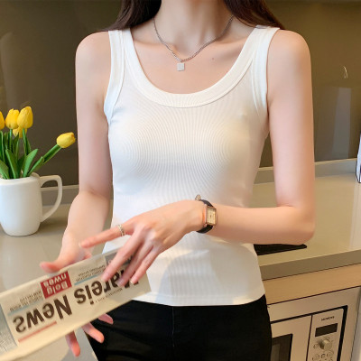 唐狮夏季背心女新款坑条打底净色修身显瘦内搭宽吊带时尚潮流