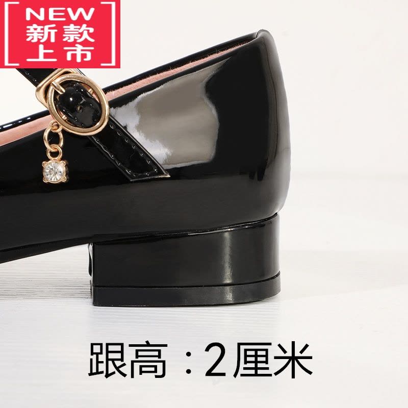 可莉允女童黑皮鞋演出鞋软底儿童高跟鞋公主鞋白色中大童小女孩礼服鞋子运动休闲鞋图片