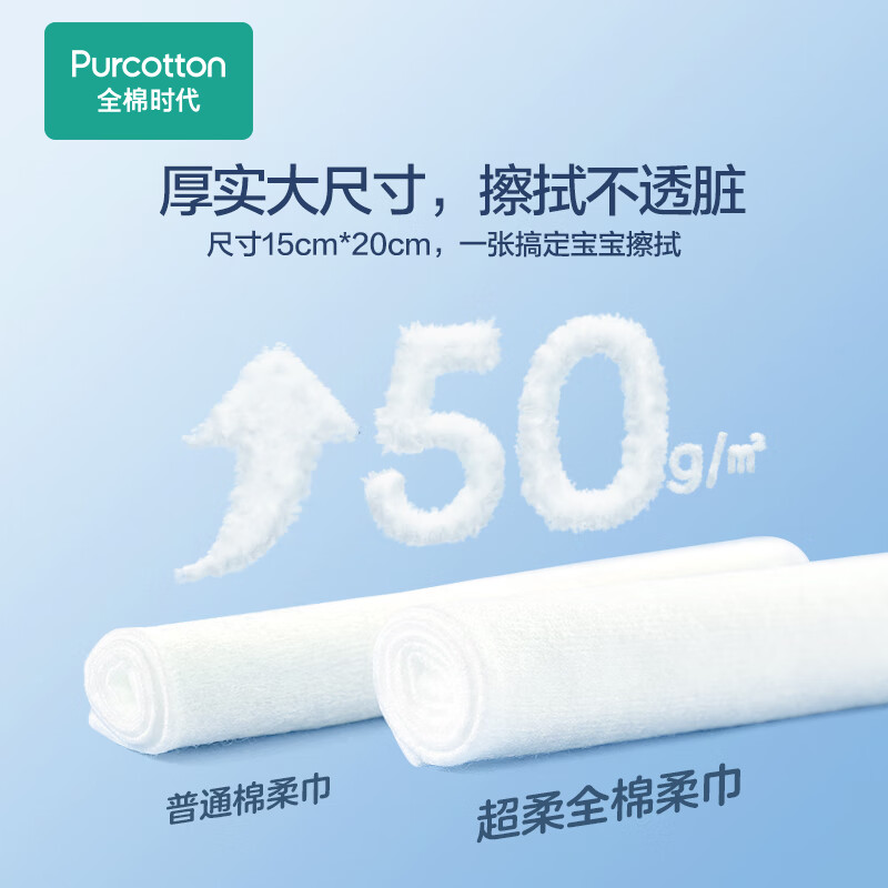 全棉时代(PurCotton)婴儿超柔全棉柔巾20片*1包高清大图
