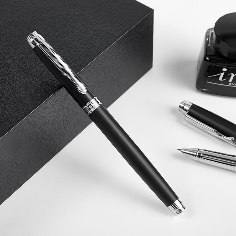 宝克(baoke)签字笔PC113绅宝签名笔钢笔金属笔钢笔0.5mm商务办公笔黑色简约大方书写流畅