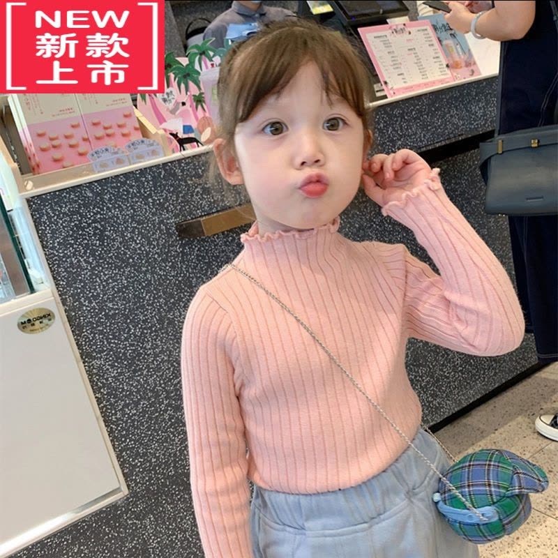 可莉允女童毛衣打底衫套头儿童秋冬新款宝宝针织毛线洋气上衣长袖木耳边图片