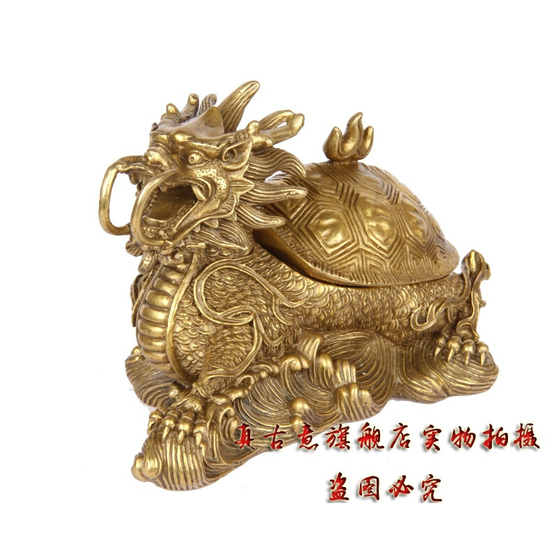 纯铜龙龟摆件开盖兴财龙头龟家居招财家居办公摆件小号长11.5厘米现货