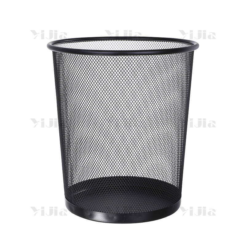 翌嘉YJ4022201网状圆形垃圾桶铁艺垃圾篓无盖纸篓 黑色小号高清大图