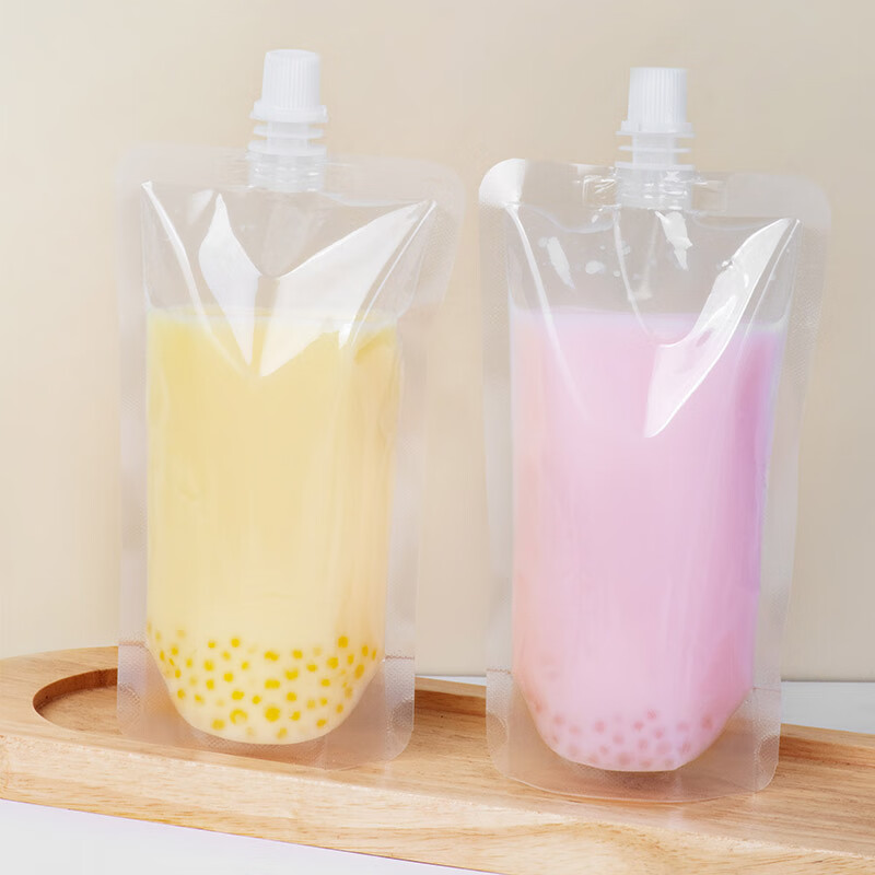 芳草地一次性透明吸嘴袋300ML*50套 果汁分装袋子塑料袋 液体储存密封袋高清大图