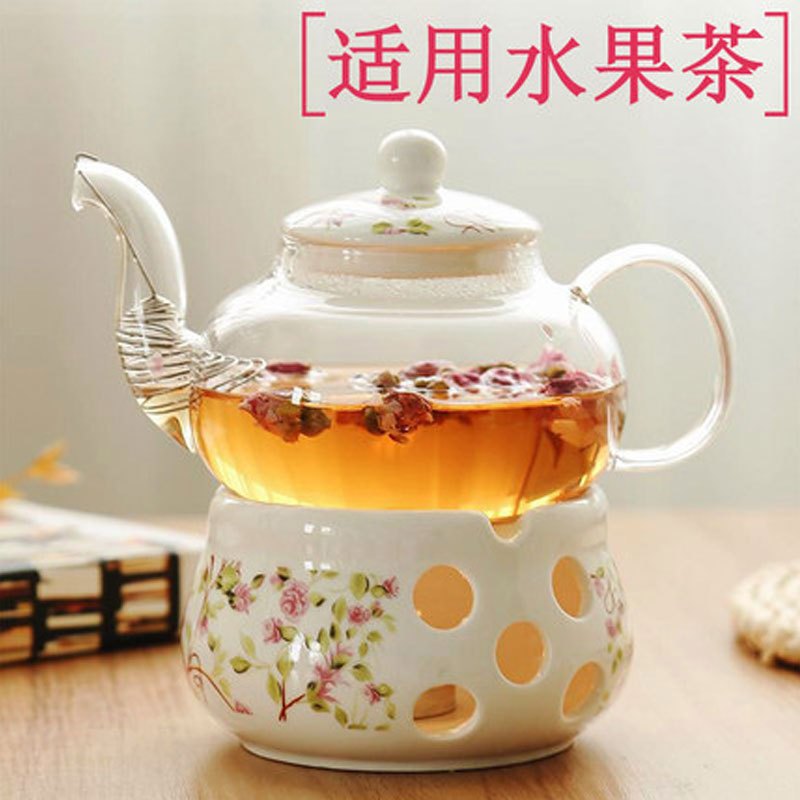 陶瓷花茶壶 花茶具花茶杯玻璃花水果花果茶壶耐热蜡烛加热套装多款多色生活日用家庭清洁生活日用家居器皿水具/水杯