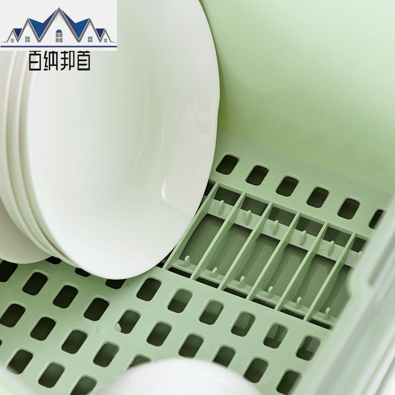 厨房碗碟置物架塑料碗柜装碗筷收纳盒放碗箱带盖双层餐具沥水碗架 三维工匠高清大图