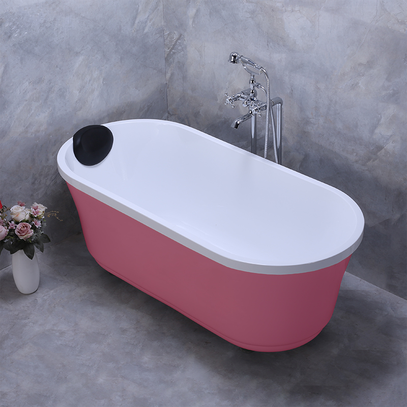 纳丽雅用坐式深泡小户型浴缸水疗spa迷你浴盆成人小型浴池 粉色送靠枕