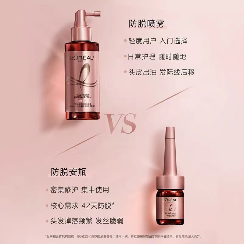 欧莱雅防脱小水枪喷雾固发护发头发头皮护理精华液90ml