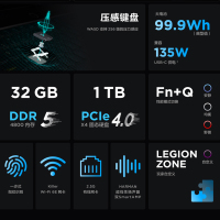 联想(Lenovo)拯救者Y9000K 2022 16英寸游戏本笔记本电脑(12代酷睿 i9-12900HX 32G 1TB RTX3080Ti 2.5k 165Hz)钛晶灰
