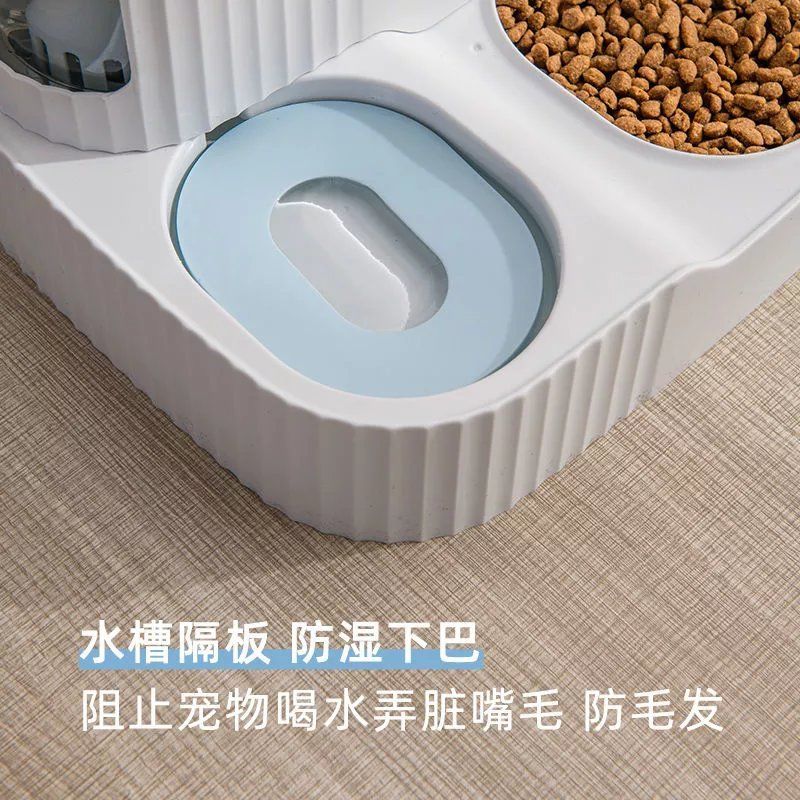 方形浅粉色1.8L大容量自动续水 不带不锈钢碗 猫碗双碗自动饮水喂食猫食盆狗狗碗猫咪水碗防打翻狗饭盆宠物用品