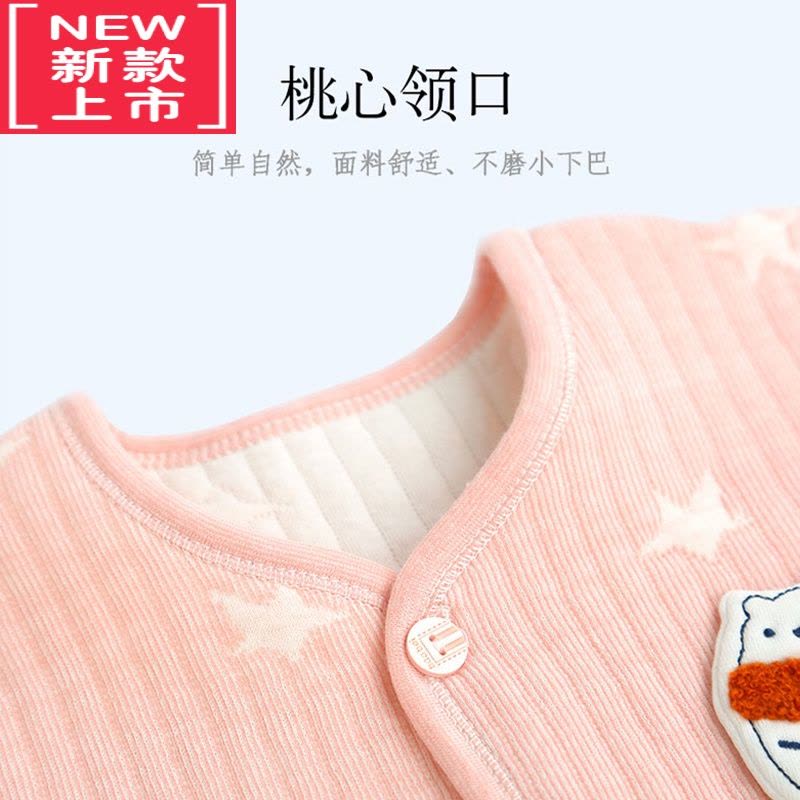 可莉允新生婴儿衣服秋冬款保暖套装3-6个月男女宝宝夹棉加厚分体两件套棉服图片