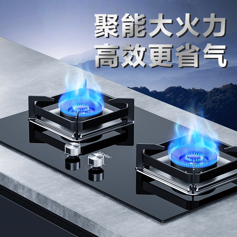 海尔Haier一级能效智能点火双眼燃气灶台嵌液化气燃气灶Q2BE6(20Y)高清大图