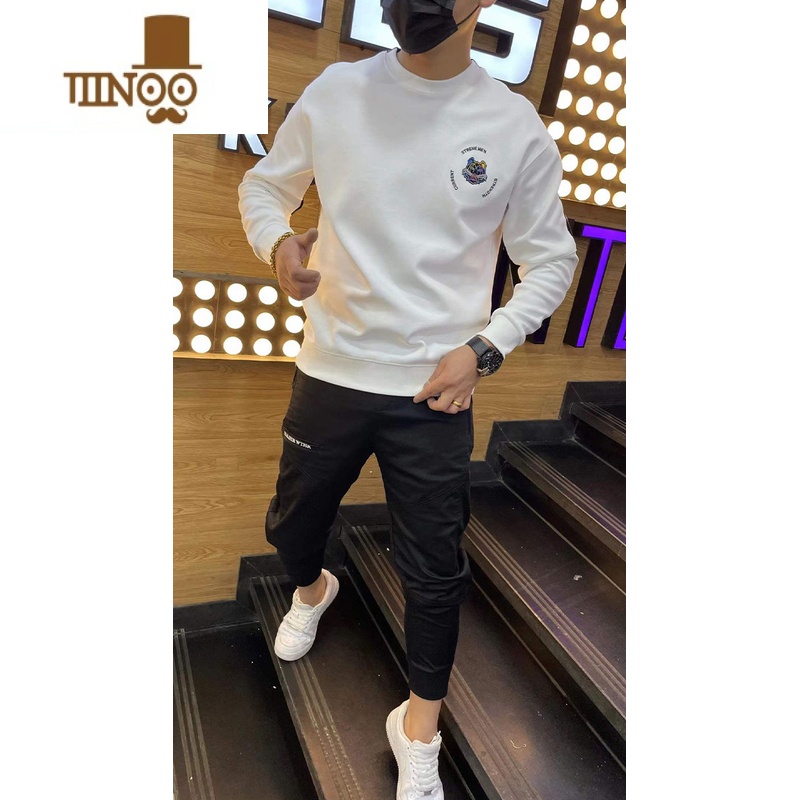 YANXU卫衣男士潮牌ins秋装网红长袖T恤2022新款冬季痞帅潮流圆领外套男高清大图