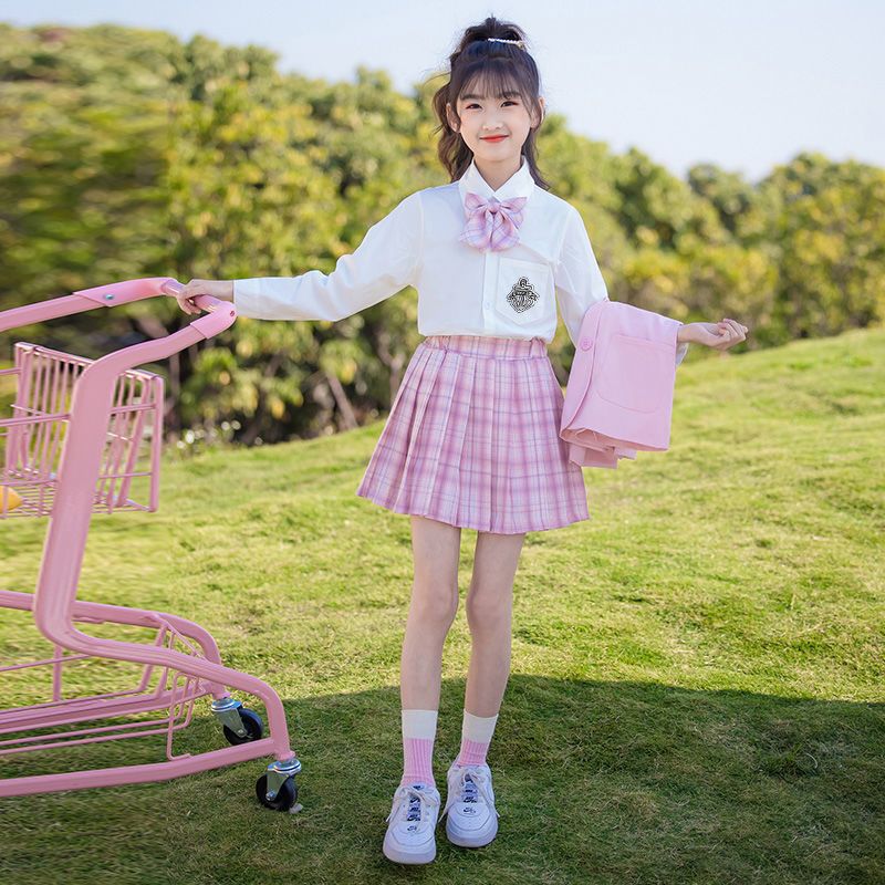 童装女童学院风套装日系儿童洋气jk制服女孩小西装校服两件三件套