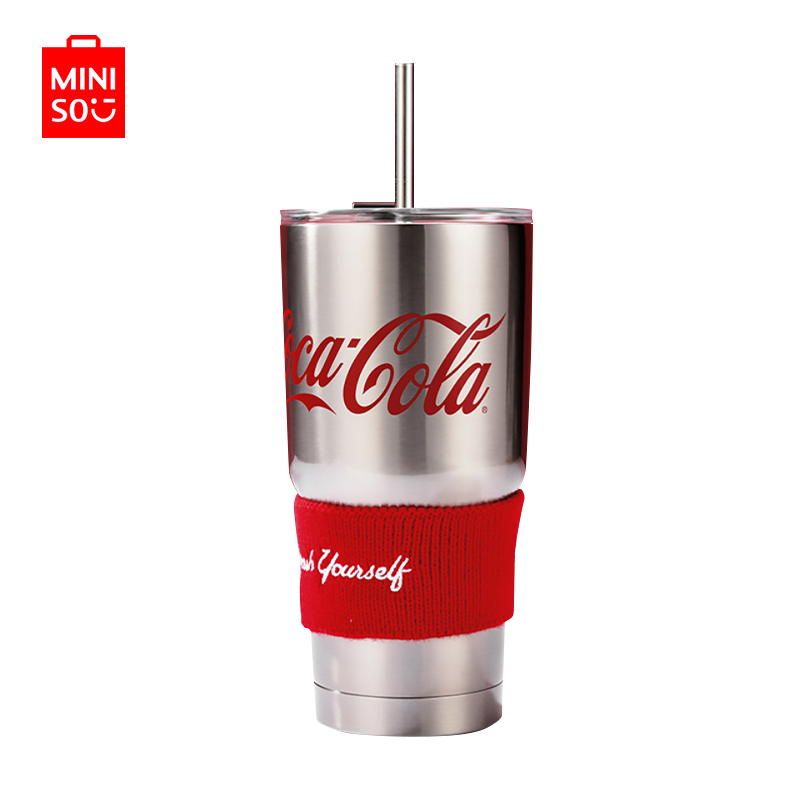 名创优品 (miniso) 抖音联名可口可乐经典吸管杯不锈钢保温杯850ml大容量 ins风运动水杯高清大图