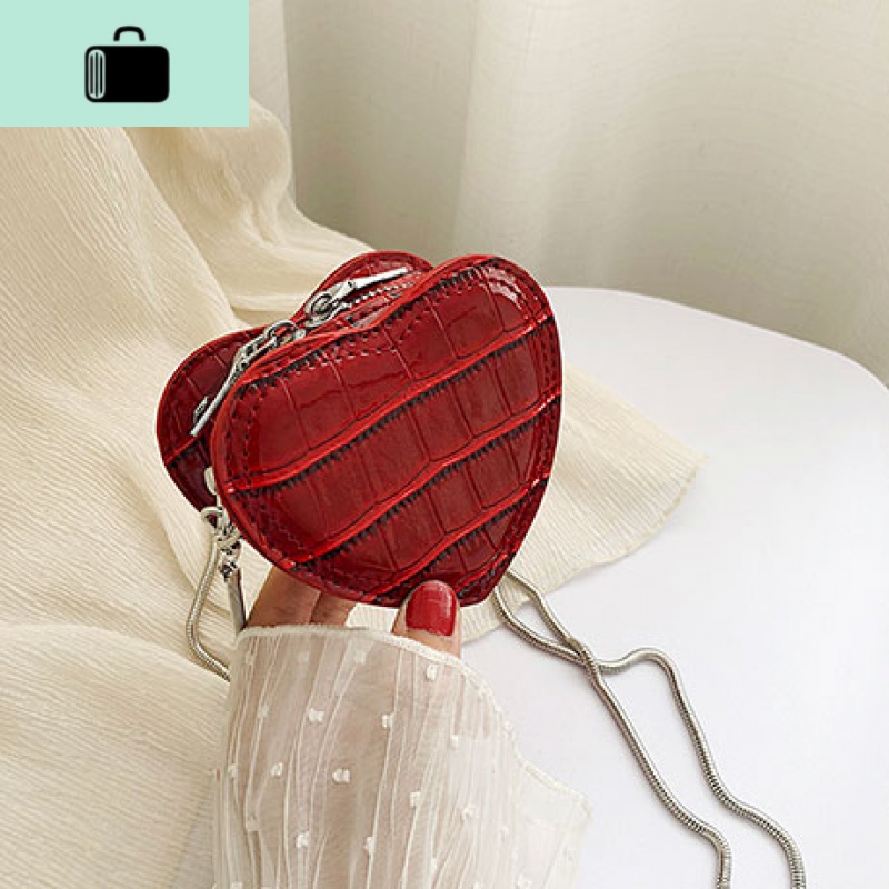 迷你小包包女2020新款韩版洋气链条单肩爱心包时尚百搭斜挎零钱包NEW LAKE 红色不可放手机