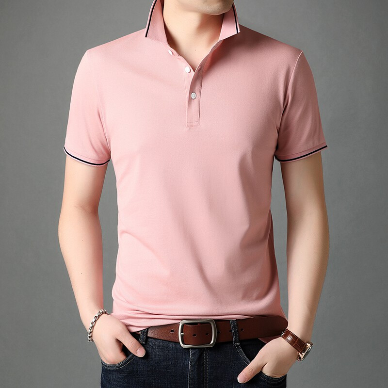 花花公子透气棉纯色polo领男士短袖t恤男衣服时尚休闲青年男装半袖